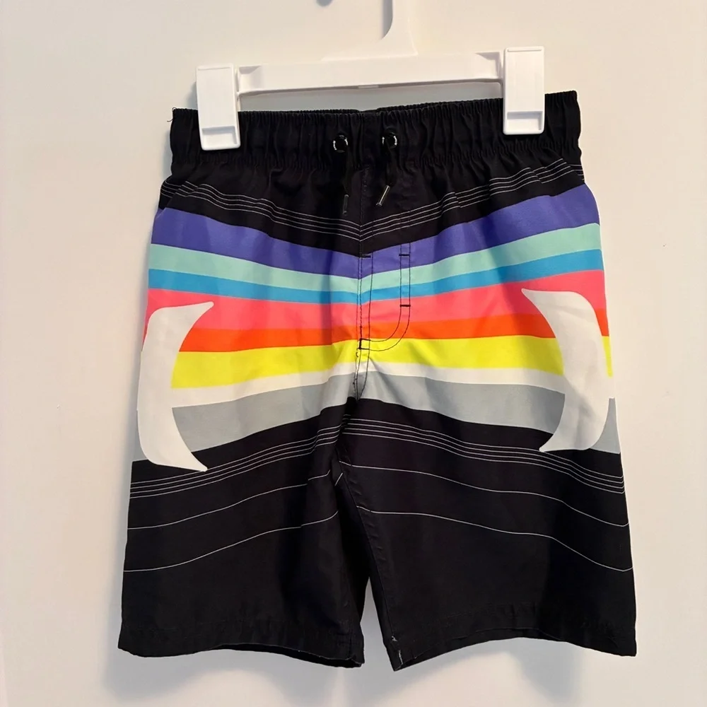 Hurley Boy's Floral/ Stripe Printed Board Shorts Swim Trunks Set of 2 Size S